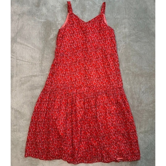 Joie Bondi Tiered Maxi Dress Women Size M Tea Rose Red Cottagecore Boho Coastal‎ - Picture 3 of 13
